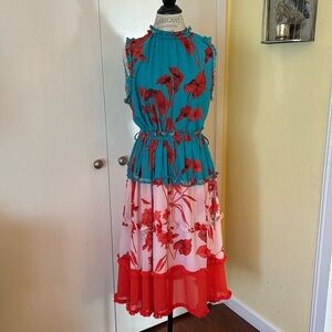 Ted Baker London Floral Dress with Drawstring Tie Waist